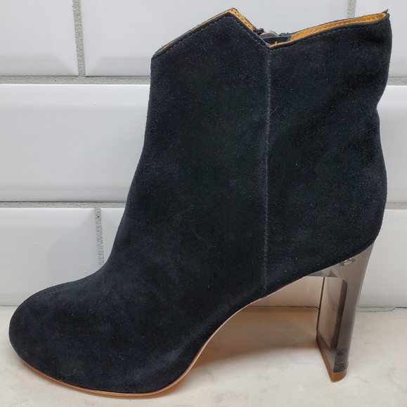 Bill Blass Inez Black Suede Clear Heel Booties Boots (Size 6 US) - NWOT - Picture 5 of 10
